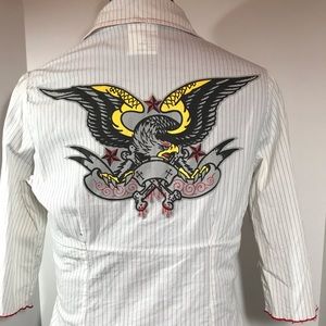 Serious Eagle Button Up Shirt- Size Large Junior